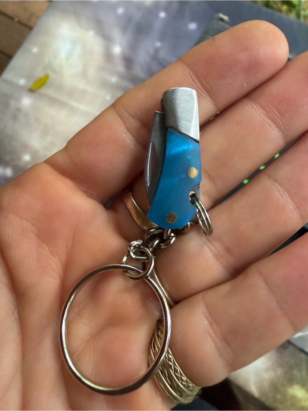 Blue Mini Keychain Pocket K nife - Compact Utility Keyring